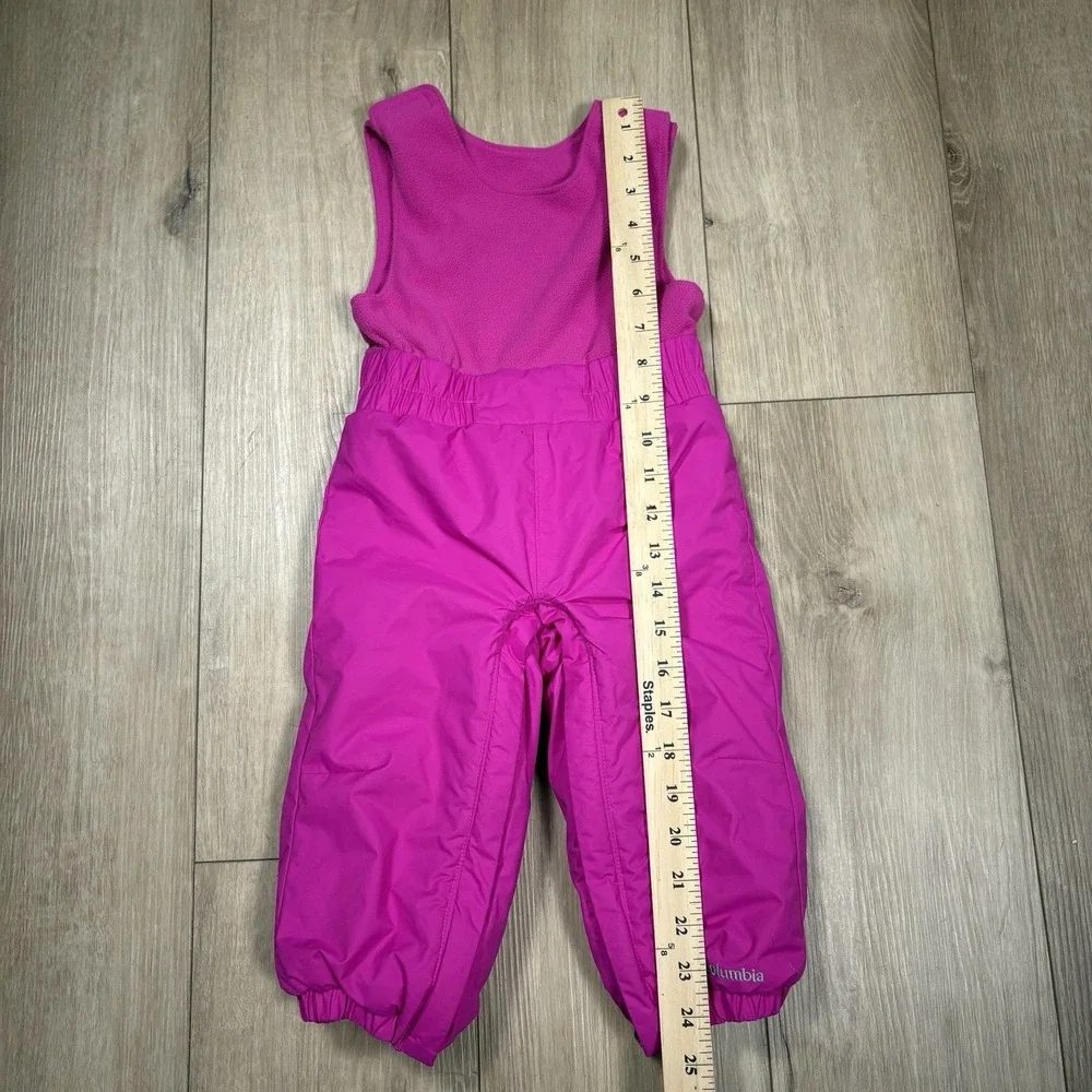 Columbia Fleece Lined Snow Suit Pants Bib Pink Girls Kids‎ Toddler 12-18M